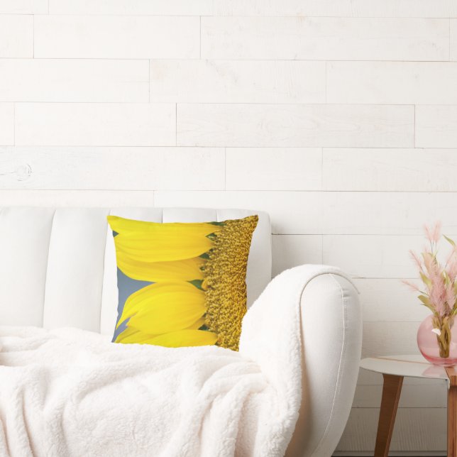 Cojín Decorativo Fotografía de cierre de girasol (Sofá)