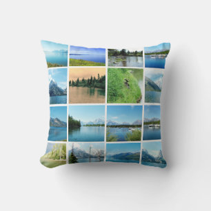 Cojín Decorativo Fotografía de paisaje lago, mar, montaña, cielo az