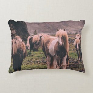 COJÍN DECORATIVO FOTOGRAFÍA DE SHALLOW FOCUS DE CABALLOS