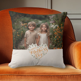 Cojín Decorativo Fotografía del Día de la Madre en la tipografía ca