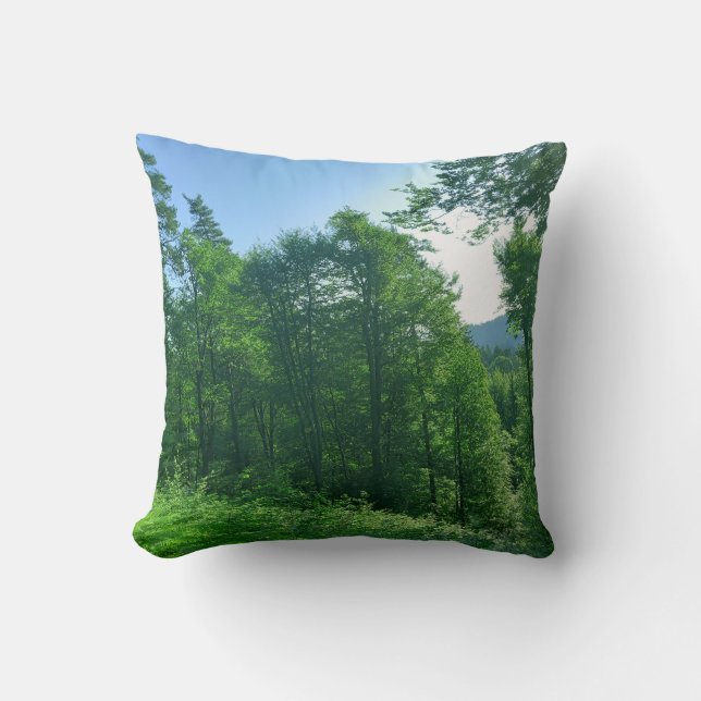 Cojín Decorativo Fotografía del paisaje de los bosques verdes (Anverso)