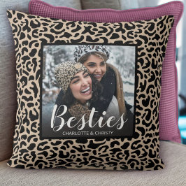 Cojín Decorativo Fotografía impresa del leopardo de los mejores ami