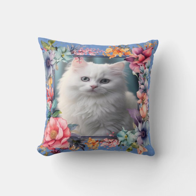 Cojín Decorativo Fotografía Mascota personalizada y nombre marco fl (Anverso)