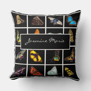 Cojín Decorativo Fotografía moderna Cute Mariposa Añadir nombre