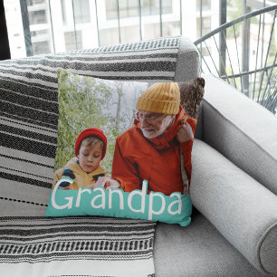 Cojín Decorativo Fotografía moderna del abuelo y uso del botón de r