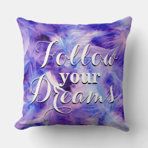 Cojín Decorativo Fotografía - plumas azul violeta + tus ideas