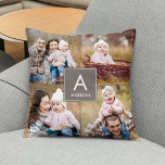 Cojín decorativo fotográfico de monograma cuadrado<br><div class="desc">¡Disponible en una variedad de colores! Color personalizado disponible bajo petición. Diseñado por Berry Berry Sweet {www.berryberrysweet.com}</div>