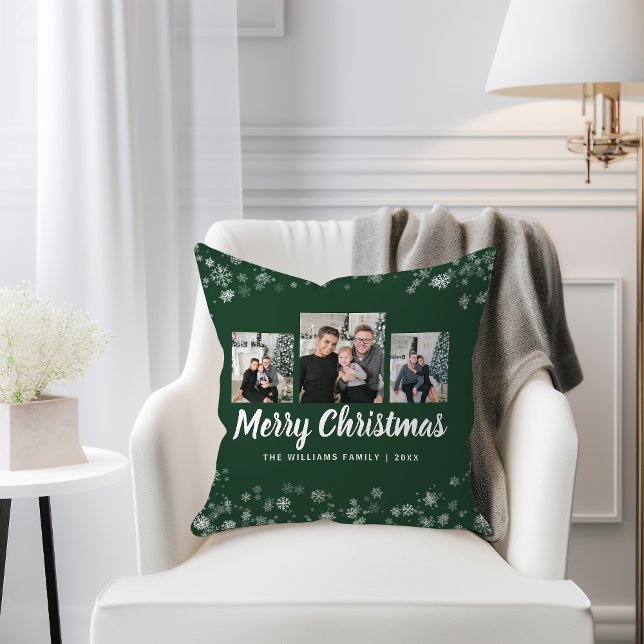 Cojín decorativo fotográfico de vacaciones verdes (Green Holiday Photo Throw Pillow
)