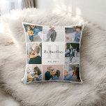 Cojín decorativo fotográfico familiar monograma 16<br><div class="desc">Pillow con monograma familiar y su nombre incluye 16 fotos.</div>