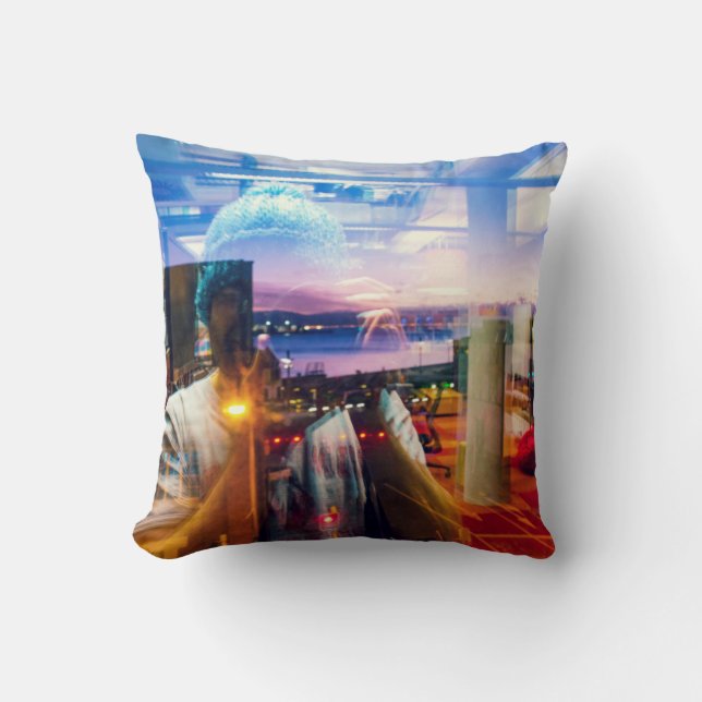 Cojín Decorativo Fotógrafo abstracto del amanecer en la ciudad (Anverso)
