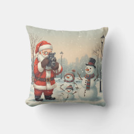 Cojín Decorativo Fotógrafo de Santa personalizado y selfie con muñe