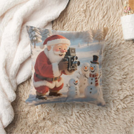 Cojín Decorativo Fotógrafo de Santa personalizado y selfie con muñe
