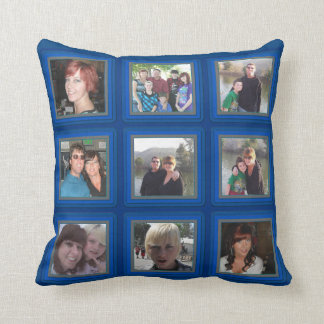 Cojín Decorativo Fotograma azul eléctrico agregar fotos al collage 