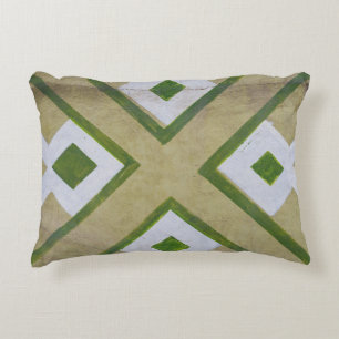 Cojín Decorativo Fotograma de cierre textil marrón, blanco y verde