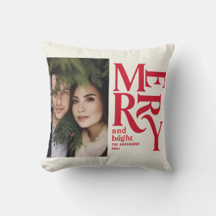 Cojín Decorativo Fotos coloridas navidades alegres de color rojo