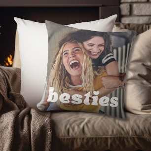 Cojín Decorativo Fotos de amistad con tipografía moderna para mejor