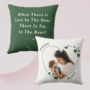 Cojín Decorativo Fotos de Happy Heart Green Pillow