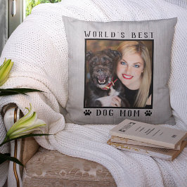 Cojín Decorativo Fotos de huellas de patas de la mejor mamá de perr