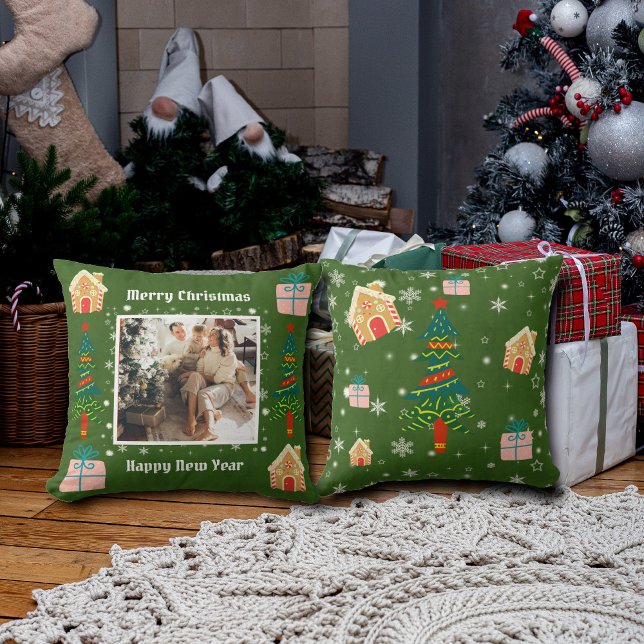 Cojín Decorativo Fotos de la familia Evergreen de navidad (Subido por el creador)