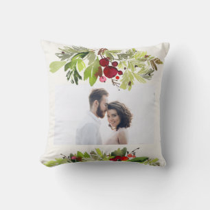 Cojín Decorativo Fotos de la floración de la acuarela navideña Fest