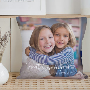 Cojín Decorativo Fotos de la moderna bisabuela 2 Corazón lindo