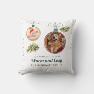 Cojín Decorativo Fotos de Mascotas adorables festividades de Navida