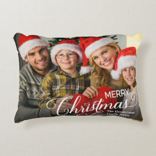 Cojín Decorativo Fotos de Personalizado simple de Feliz Navidad