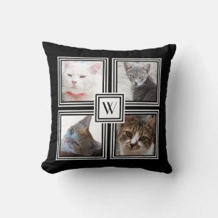 Cojín Decorativo Fotos de plantillas de gatos enmarcadas