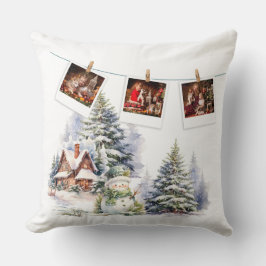 Cojín Decorativo Fotos de vacaciones al estilo rojo de Año Nuevo