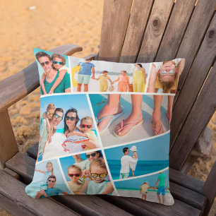 Cojín Decorativo Fotos del collage de 9 imágenes de un Personalizad