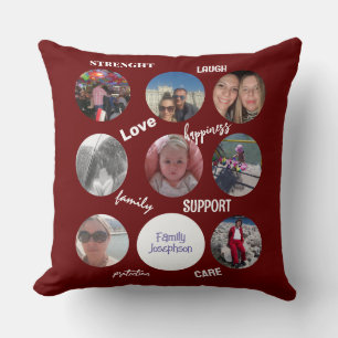 Cojín Decorativo Fotos familiares rojo oscuro
