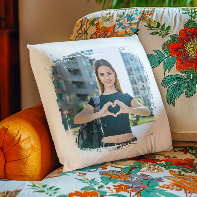 Cojín Decorativo Fotos modernas de la frontera de Grunge (Create Your Own Photo Pillow)