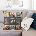 Cojín Decorativo Fotos personalizadas Braun taupe cumpleaños<br><div class="desc">Un regalo único para un cumpleaños 21,  celebrando su vida con un collage de 8 fotos,  fotos propias. Personalice y añada su nombre,  edad y fecha. Color del fondo de un tono marrón,  texto blanco. El nombre está escrito con una escritura de estilo con letras a mano moderna.</div>