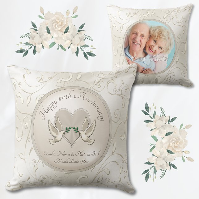 Cojín Decorativo Fotos personalizadas Regalos de aniversario feliz  (Photo, Personalized Anniversary Gifts. Anniversary Pillow. 2nd, 60 year wedding anniversary gifts. )
