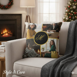 Cojín Decorativo Four Photo Personalized Monogram Custom