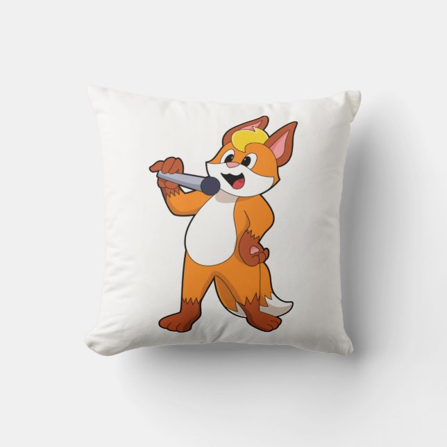 Cojín Decorativo Fox como cantante con micrófono (Anverso)