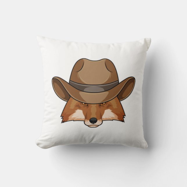 Cojín Decorativo Fox como Cowboy con Gorra (Anverso)