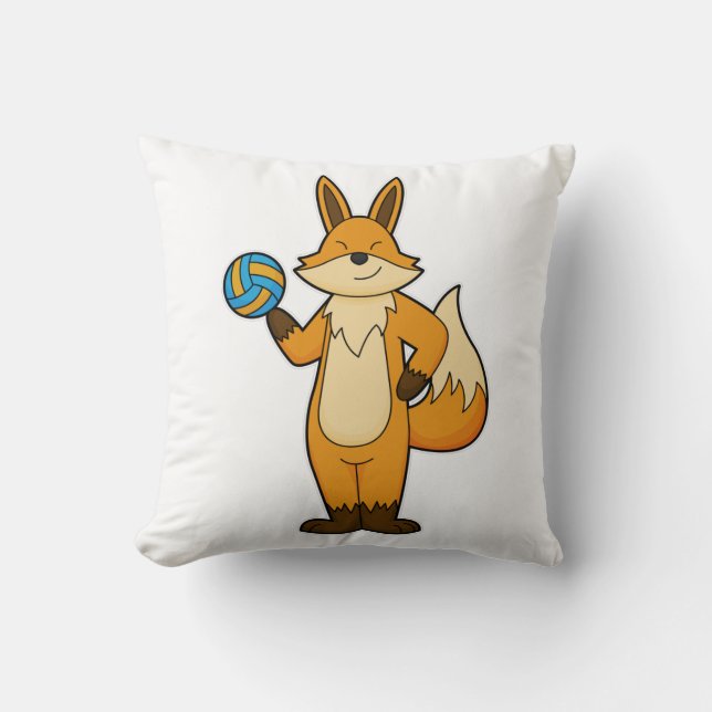 Cojín Decorativo Fox como jugador de voleibol con voleibol (Anverso)