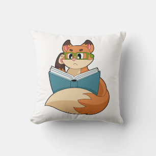 Cojín Decorativo Fox como Nerd con libros y anteojos