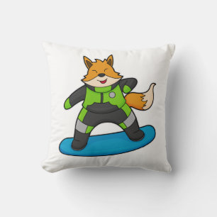 Cojín Decorativo Fox como Snowboarder con Snowboard