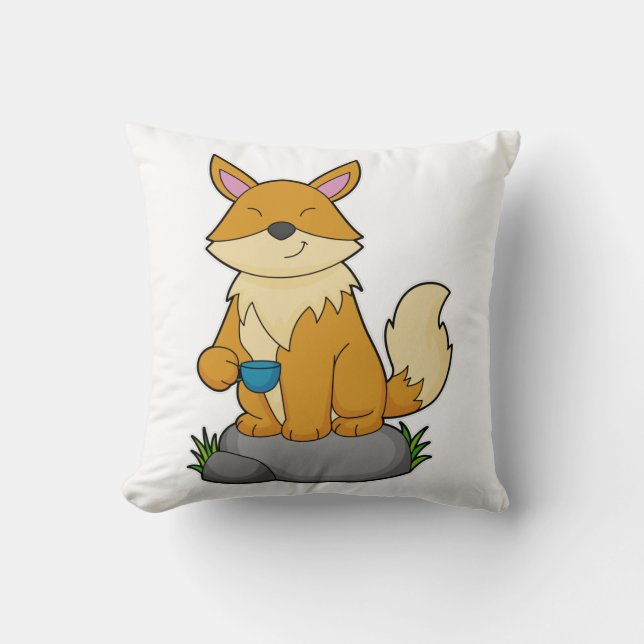 Cojín Decorativo Fox con taza de café (Anverso)