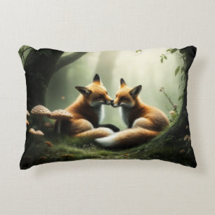 Cojín Decorativo Fox Cuddle en un bosque polvoriento