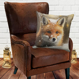 Cojín Decorativo Fox Cute en invierno de nieve
