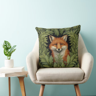 Cojín Decorativo Fox de Art Nouveau en el bosque