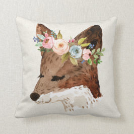 Cojín Decorativo Fox de Boho con las flores en colores pastel