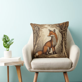 Cojín Decorativo Fox de época en Woodland Botánico