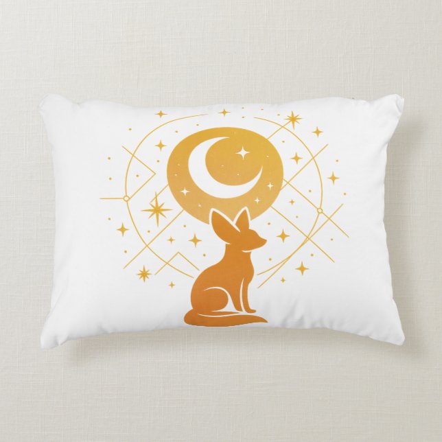Cojín Decorativo Fox del Desierto Celeste - Luna y Estrellas Cósmic (Anverso)