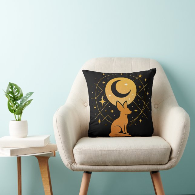 Cojín Decorativo Fox del Desierto Celeste - Luna y Estrellas Cósmic (Silla)