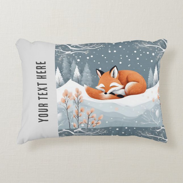 Cojín Decorativo Fox duerme en invierno en una agradable fiesta de  (Anverso)