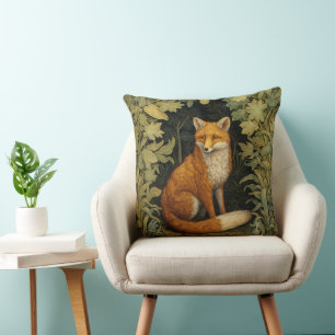 Cojín Decorativo Fox en el bosque, estilo Art Nouveau